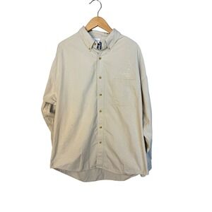 Lee Casual Collection Mens XL Beige  Button Down Shirt‎ Mickey Mouse Embroidery